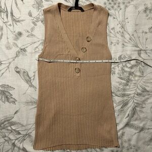 Sleeveless Tan Ribbed Dress